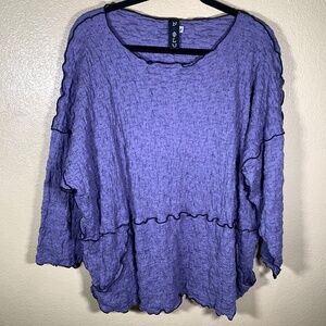 Vintage contrast stitch flowy blouse